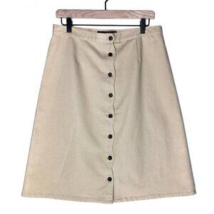 Vintage Gaviota Casuals Scallop Front Button A-Line Skirt 8 Khaki Beige‎